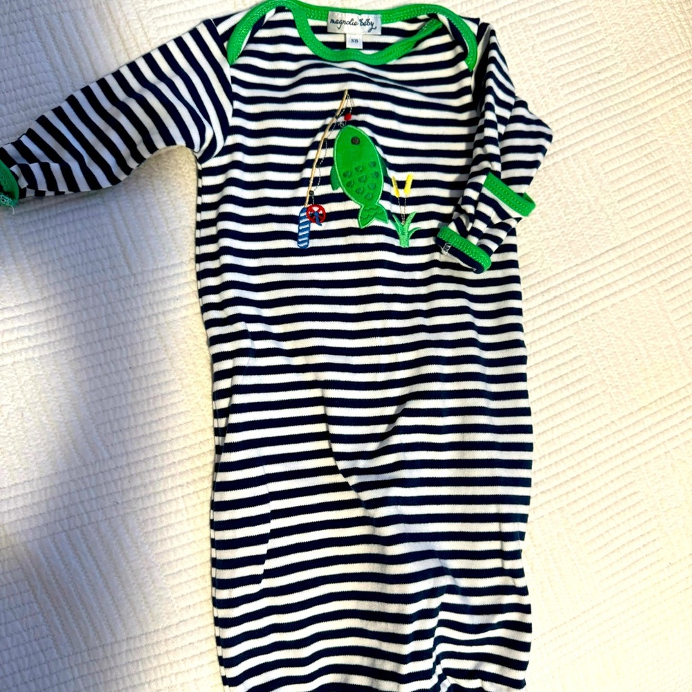 Stripe fish newborn gown